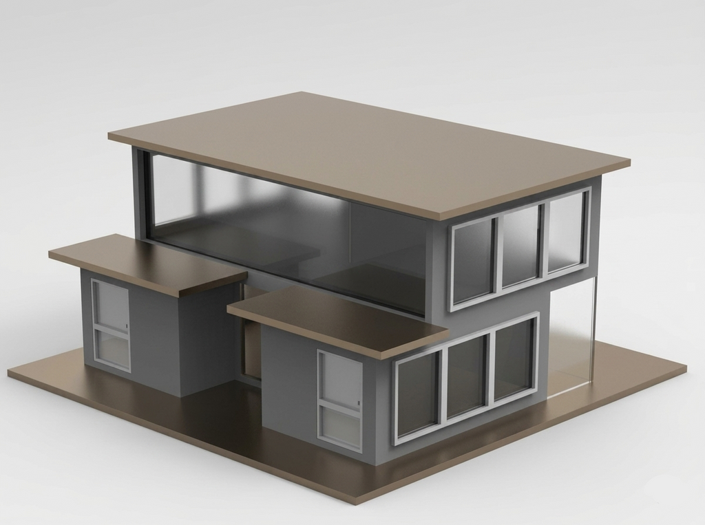 4 Modern Design Architectural Miniature House — 3D Printed Desk Model