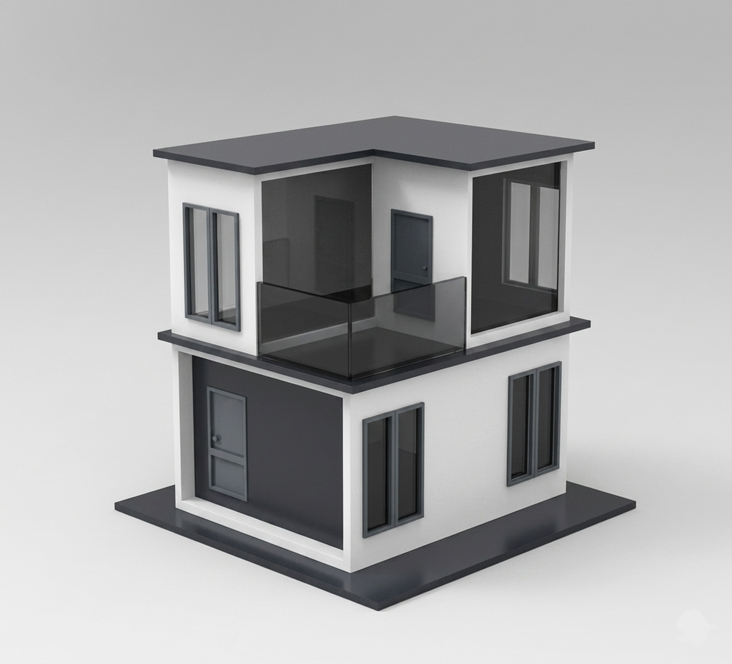 4 Modern Design Architectural Miniature House — 3D Printed Desk Model