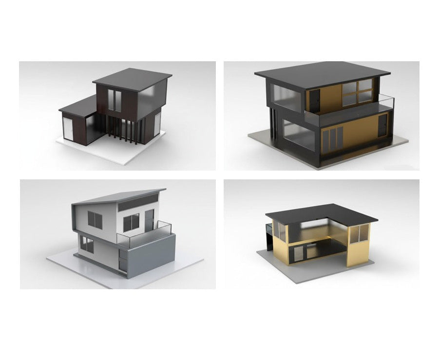 4 Modern House 3D Print Architectural Model