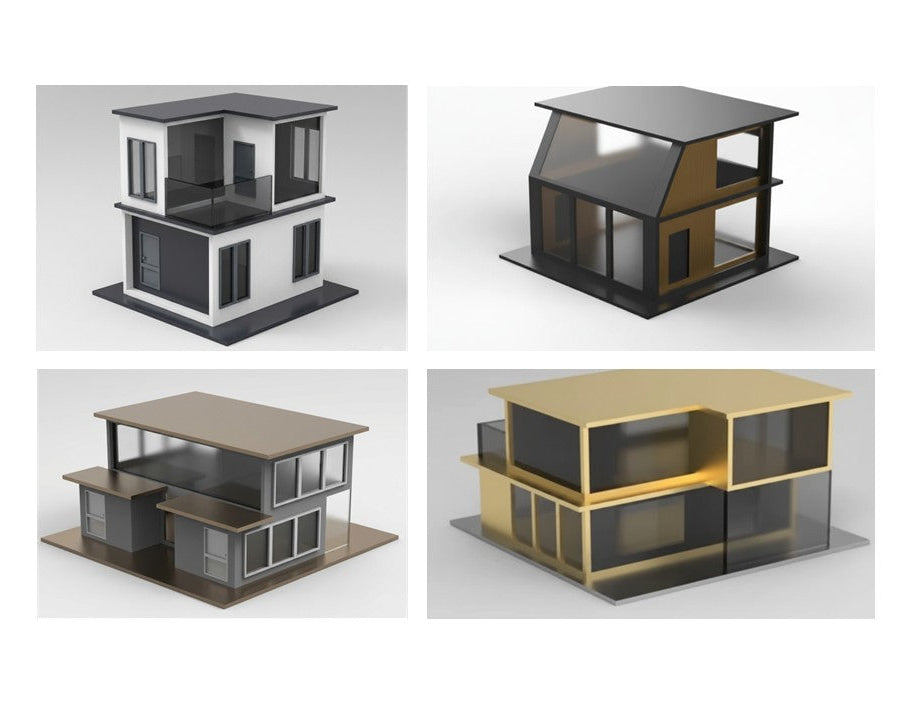 4 Modern Design Architectural Miniature House — 3D Printed Desk Model