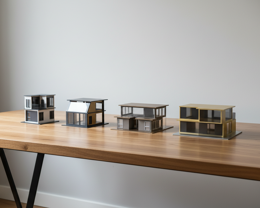 4 Modern Design Architectural Miniature House — 3D Printed Desk Model