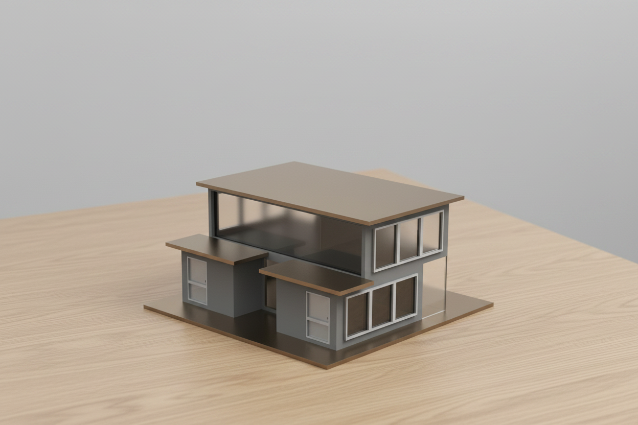 4 Modern Design Architectural Miniature House — 3D Printed Desk Model
