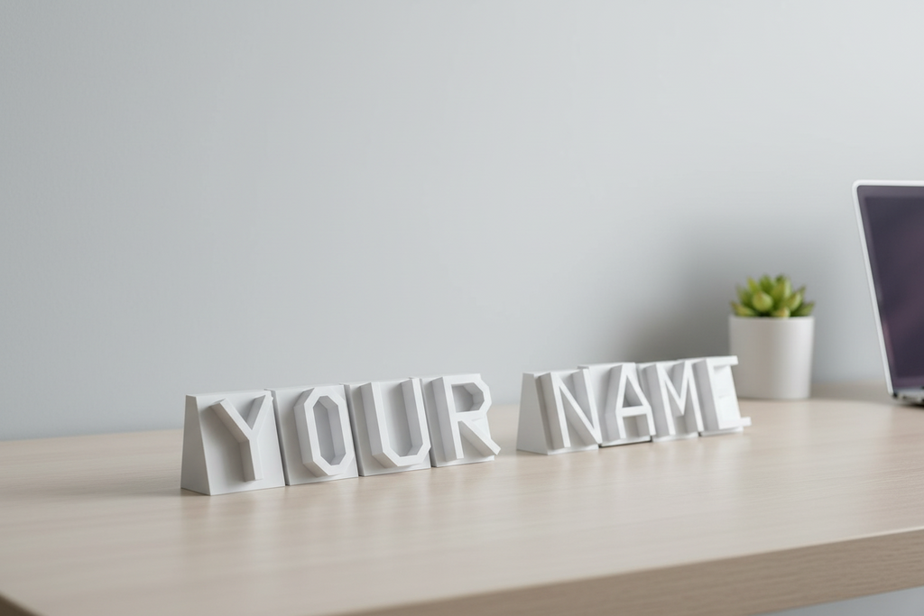 3D Printed Geometric Alphabet Letter Signs A–Z | Desk Name Sign Set