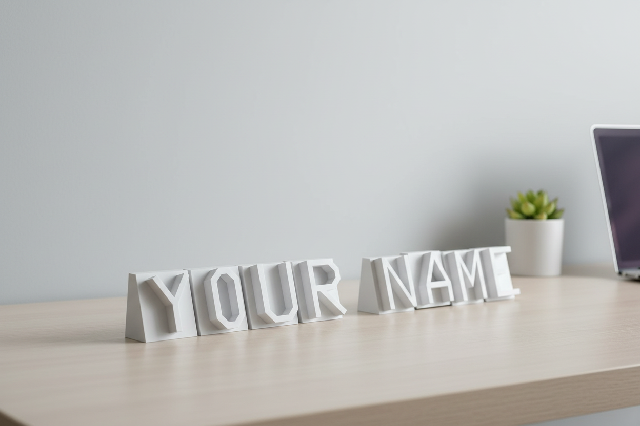 3D Printed Geometric Alphabet Letter Signs A–Z | Desk Name Sign Set