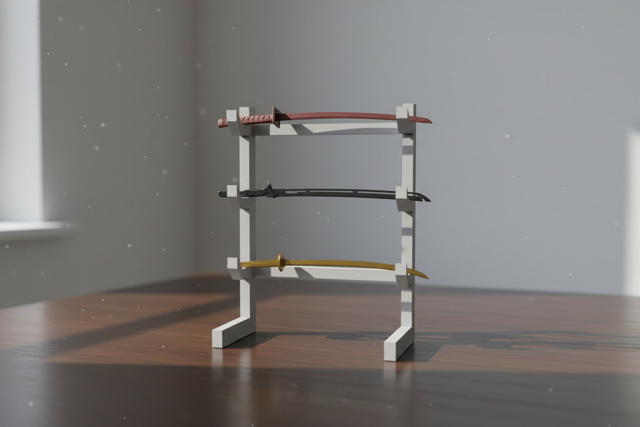Mini Sword Rack on Table