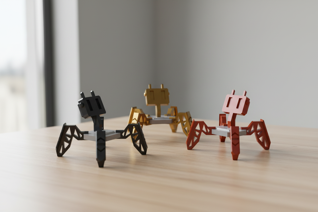 Three phone holders on table